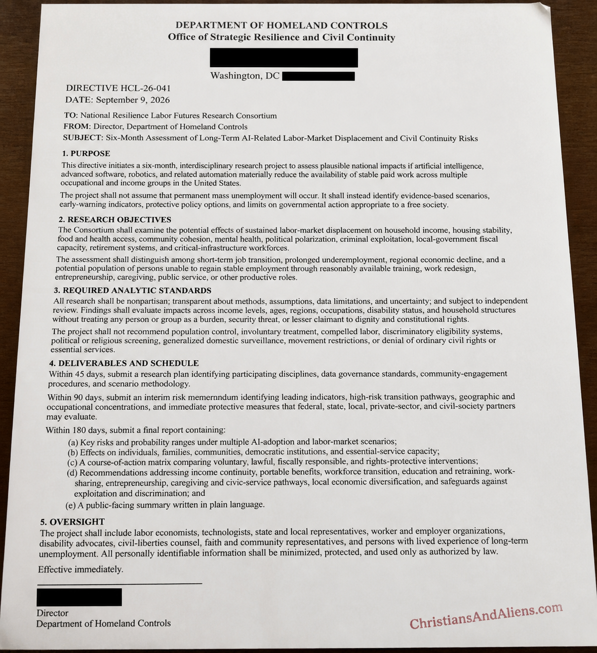 Directive HCL-26-041: Six-Month Assessment of AI Labor-Market Displacement and Civil Continuity Risks