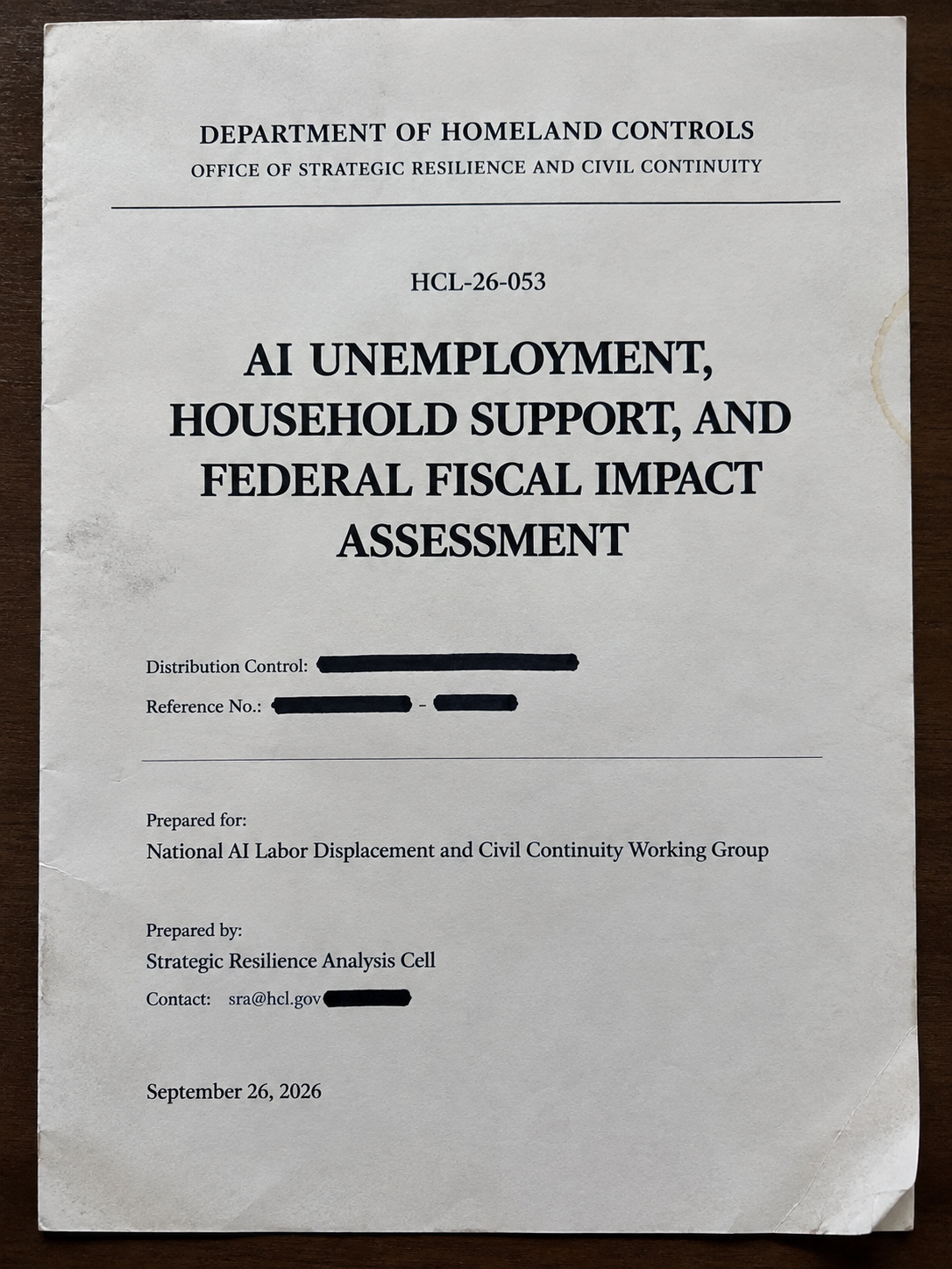 HCL-26-053: AI Unemployment, Household Support, and Federal Fiscal Impact Assessment